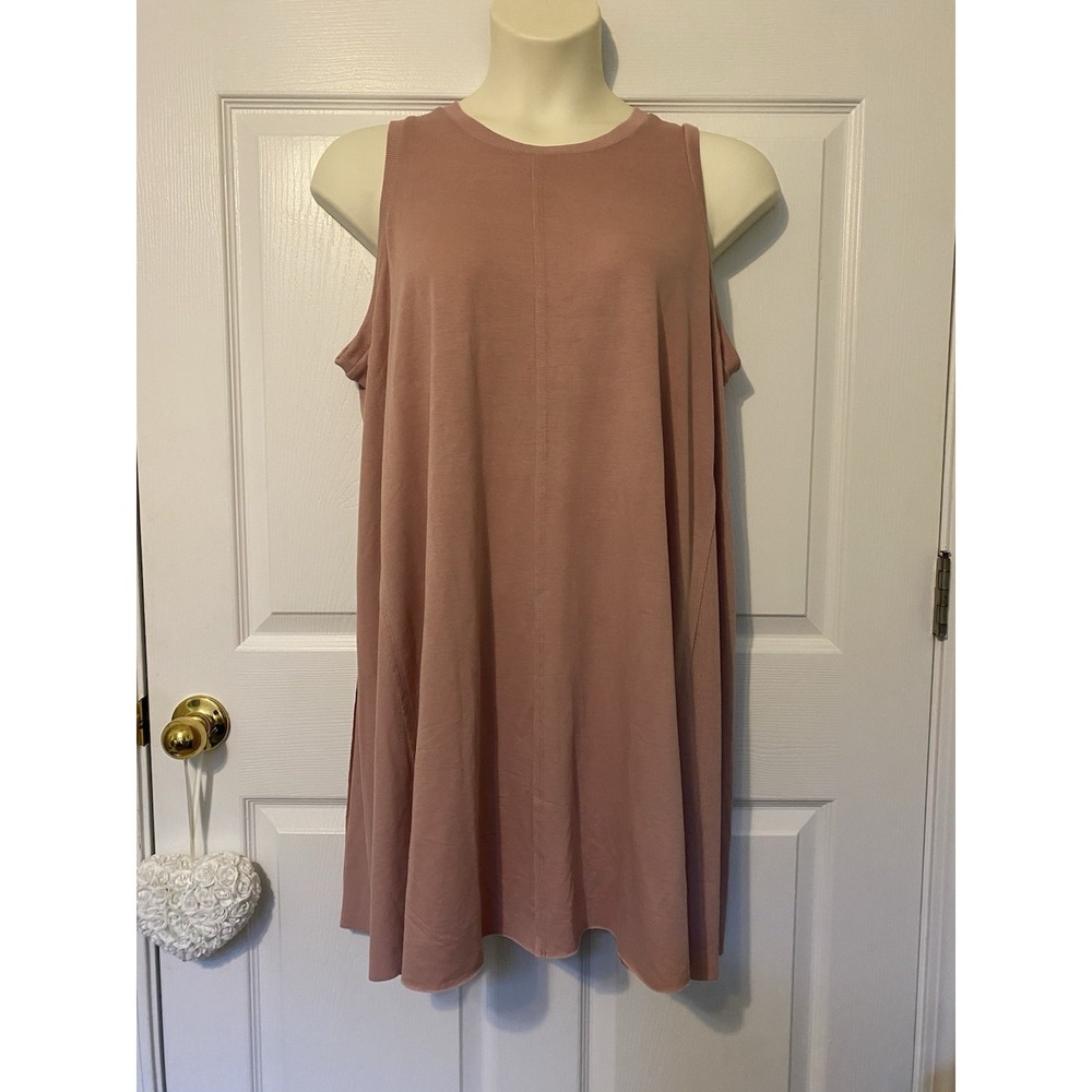 Mudpie Women's Blush Pink Ribbed Crew Neck Sleeveless Inman‎ Knit Dress XL NWT